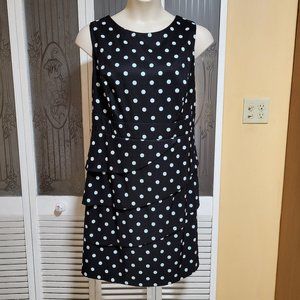 Signature Sabrina Ladies Black & White Polka Dot Layered Dress